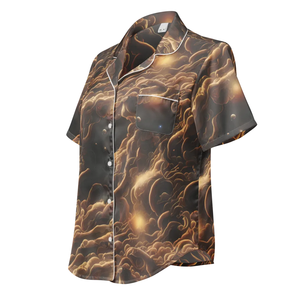 Ether Tangle on Women's Short Sleeve Pajama Top — Left Front