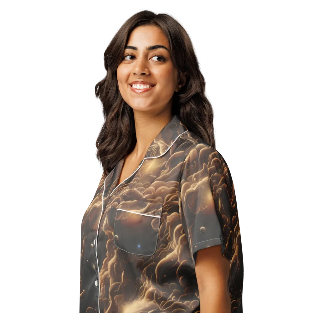 Ether Tangle on Women's Short Sleeve Pajama Top — Left Front