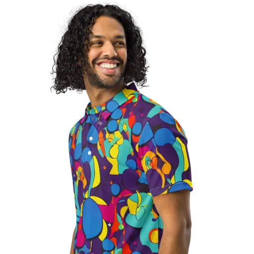 Psychedelic Harmony on a Men's Slim Fit Polo Shirt