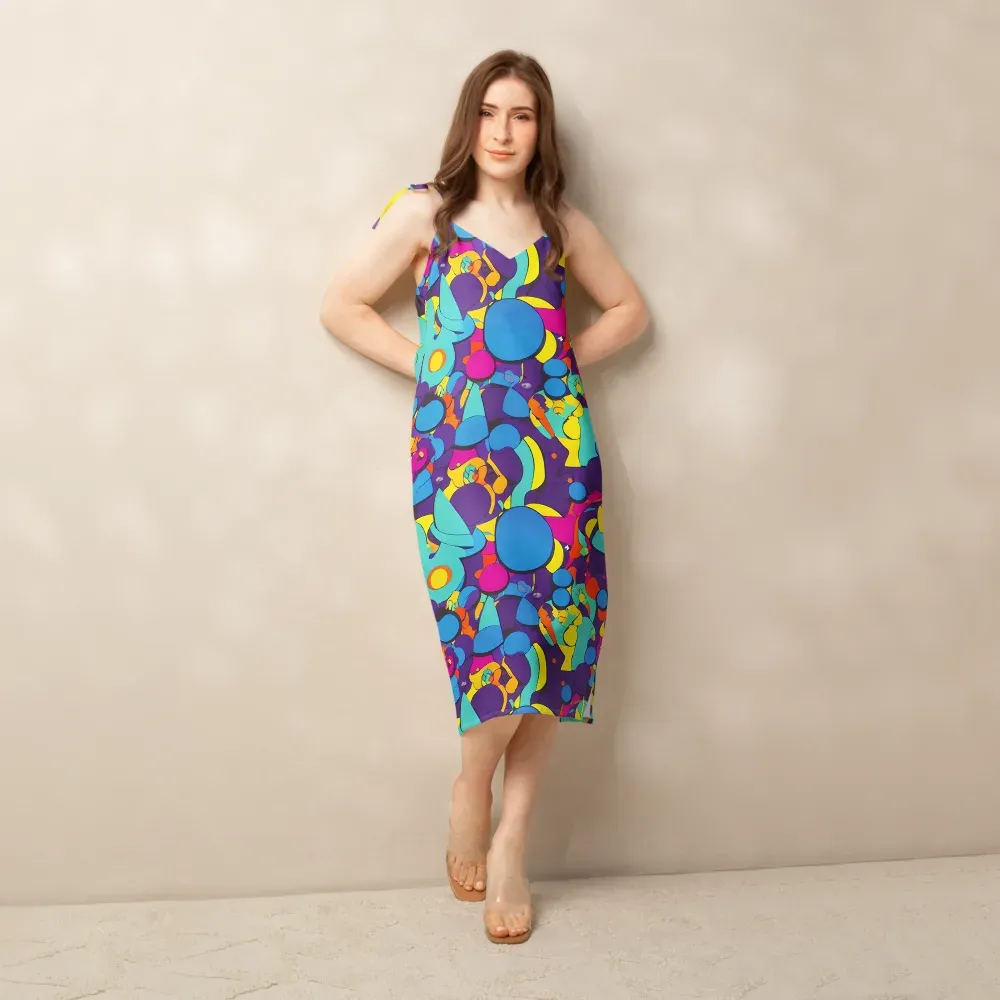 Psychedelic Harmony on Slip Dress — Front