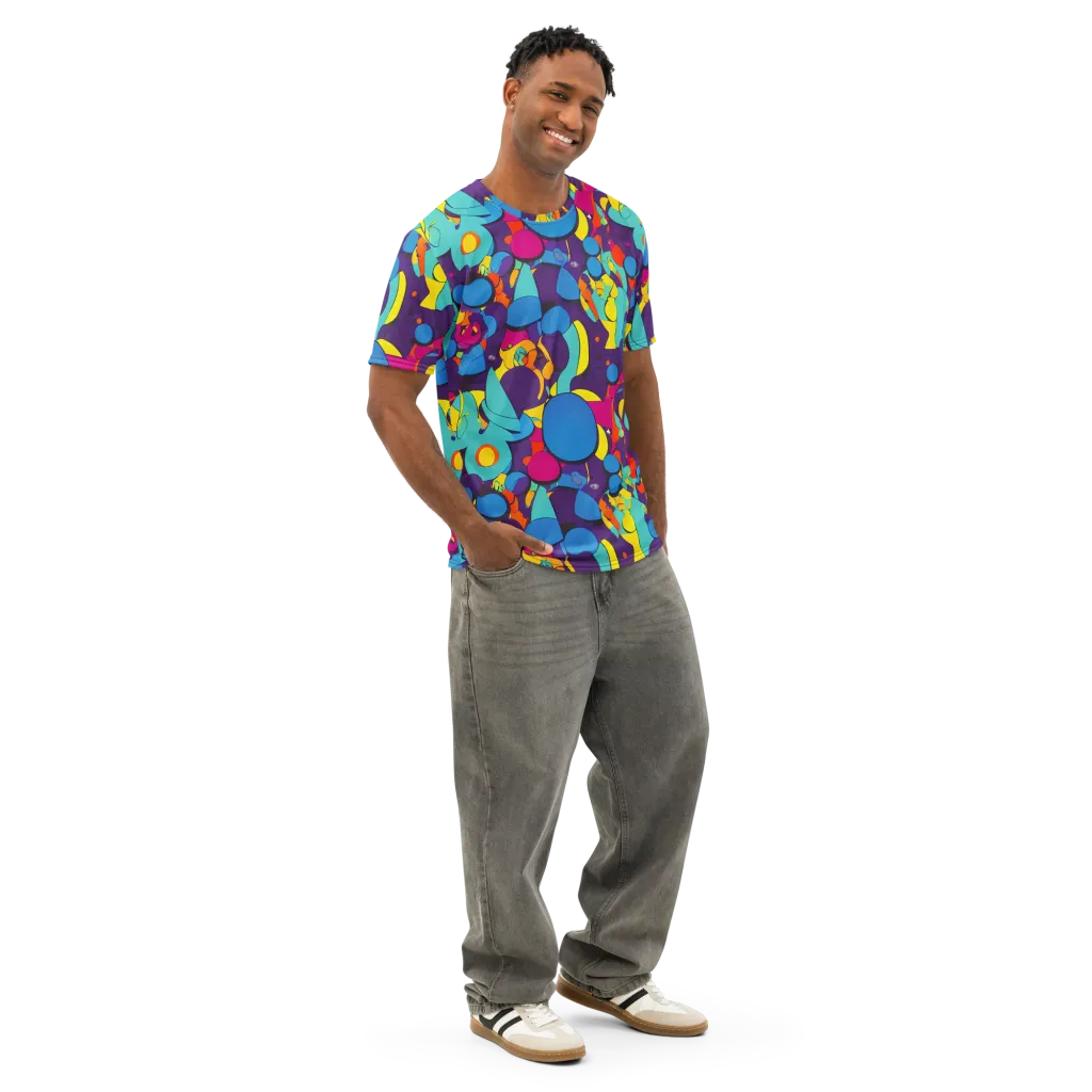 Psychedelic Harmony on Men's Cotton Crew Neck T-Shirt — Right Front