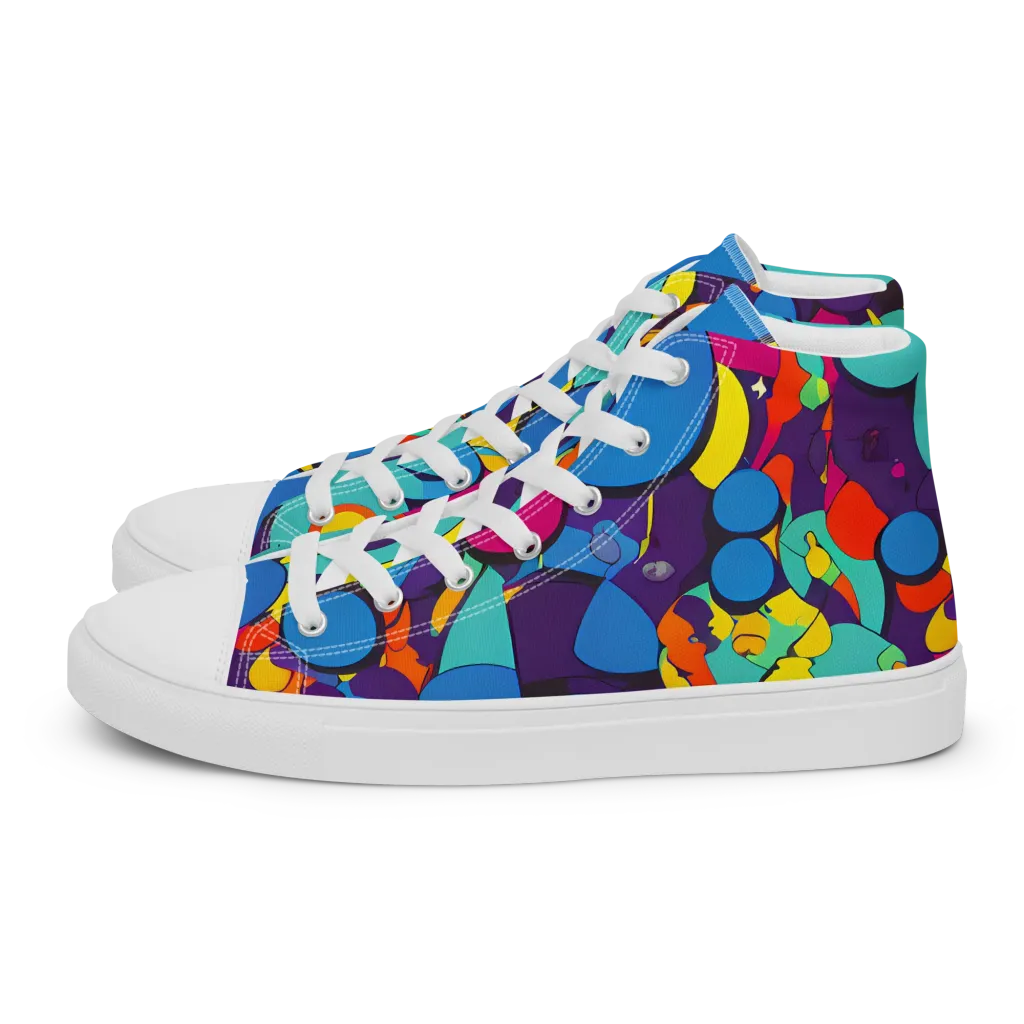 Psychedelic Harmony on Men's High Top Canvas Shoes — Left