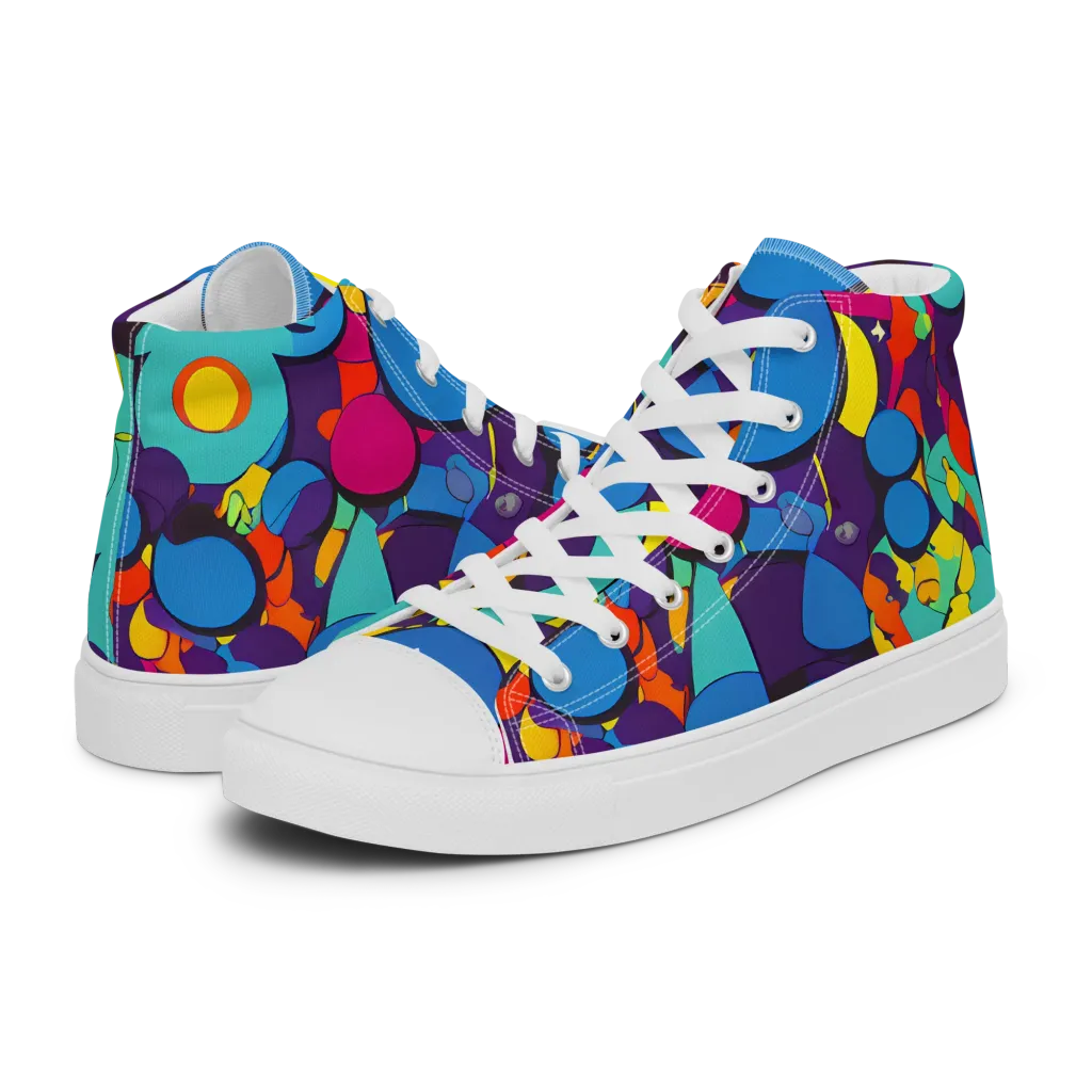 Psychedelic Harmony on Men's High Top Canvas Shoes — Left