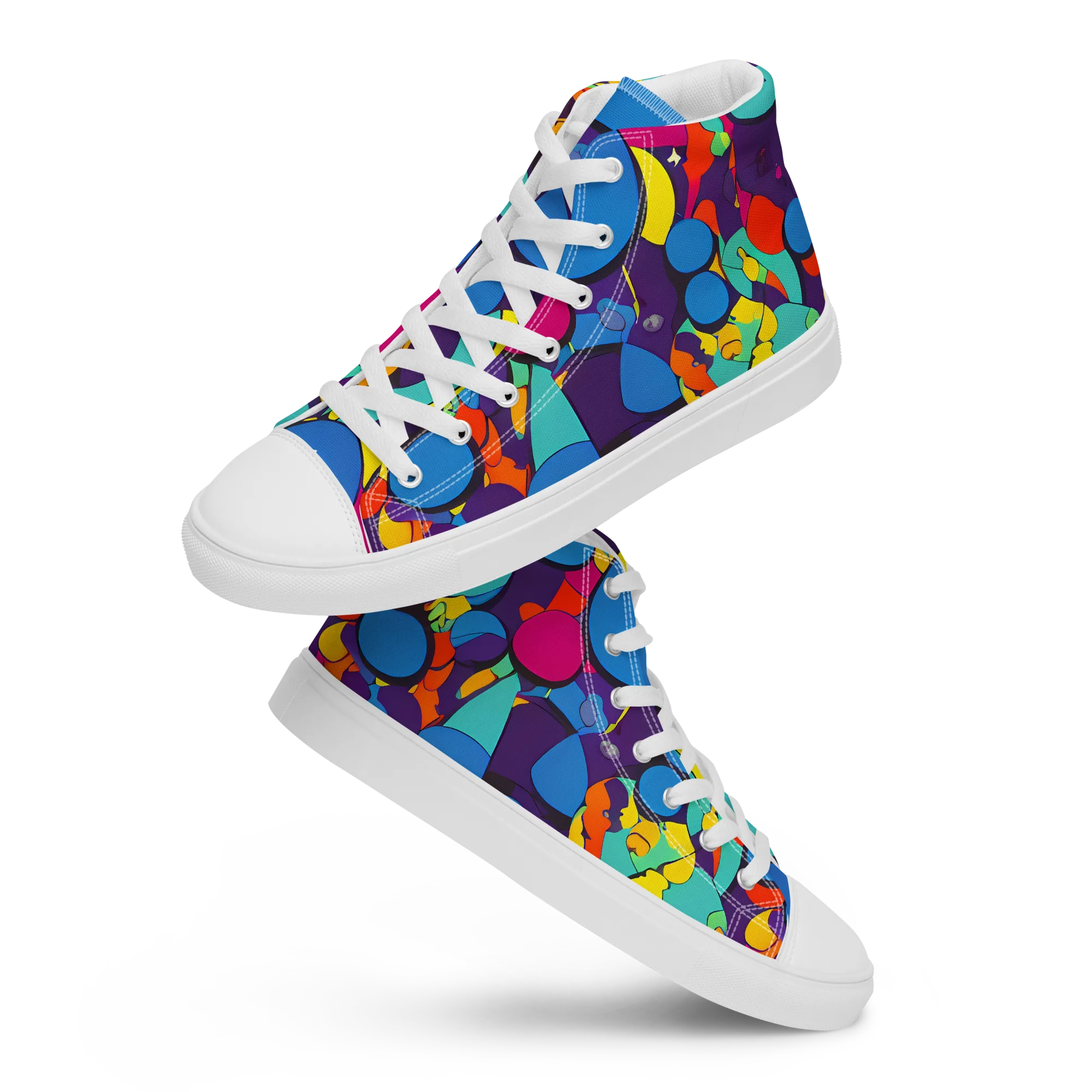 Psychedelic Harmony on Men's High Top Canvas Shoes — Front