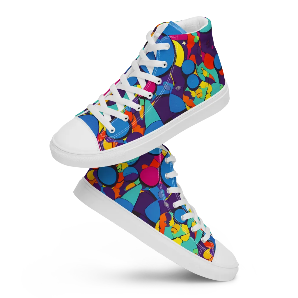 Psychedelic Harmony on Men's High Top Canvas Shoes — Front