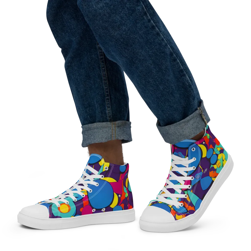 Psychedelic Harmony on Men's High Top Canvas Shoes — Left