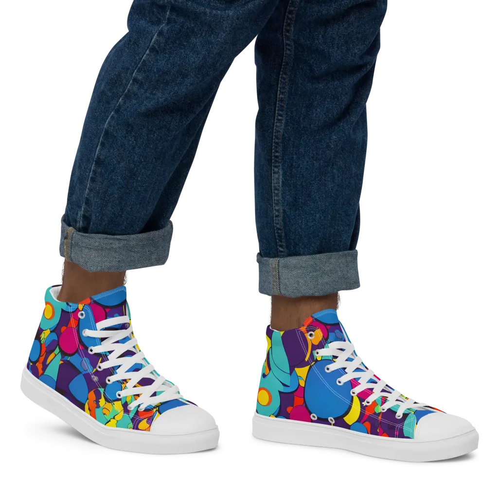 Psychedelic Harmony on Men's High Top Canvas Shoes — Right