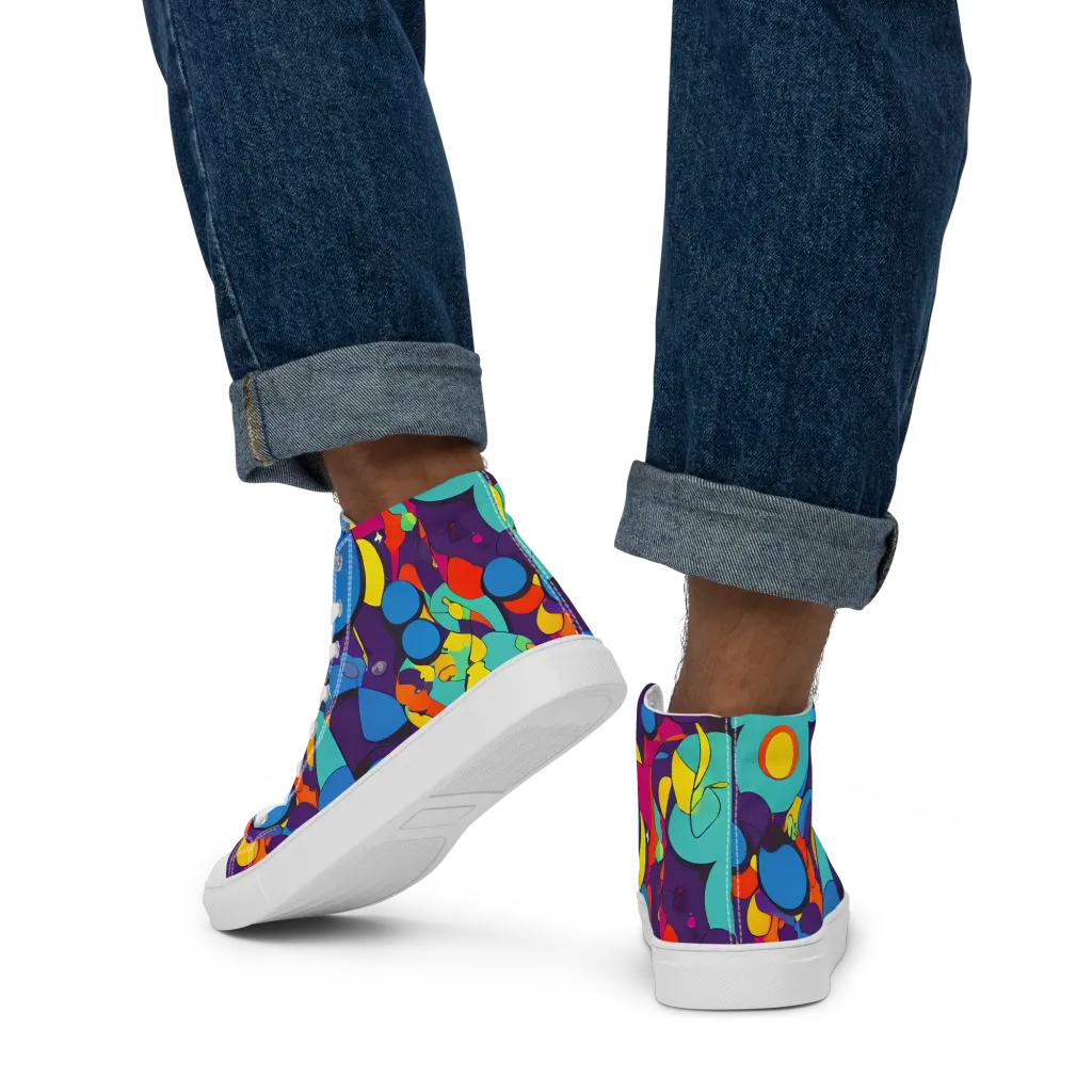Psychedelic Harmony on Men's High Top Canvas Shoes — Back