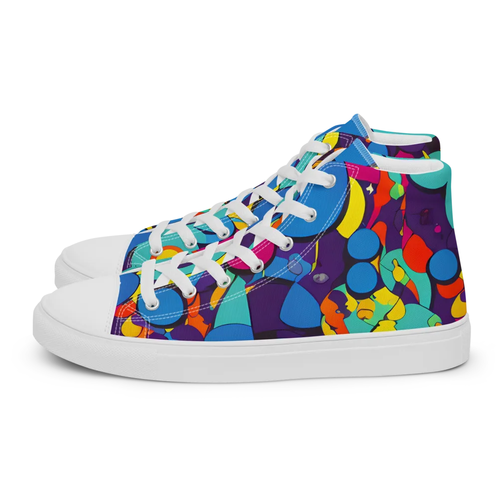 Psychedelic Harmony on Women's High Top Canvas Shoes — Left