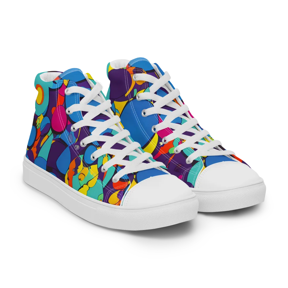 Psychedelic Harmony on Women's High Top Canvas Shoes — Right Front