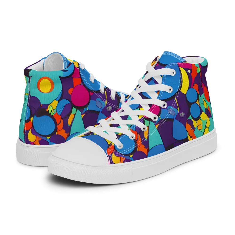 Psychedelic Harmony on Women's High Top Canvas Shoes — Left