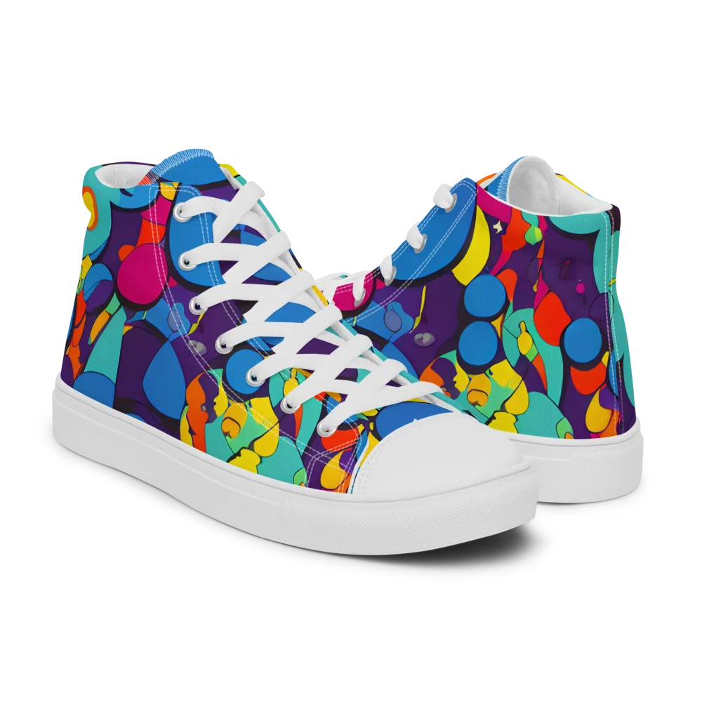 Psychedelic Harmony on Women's High Top Canvas Shoes — Right