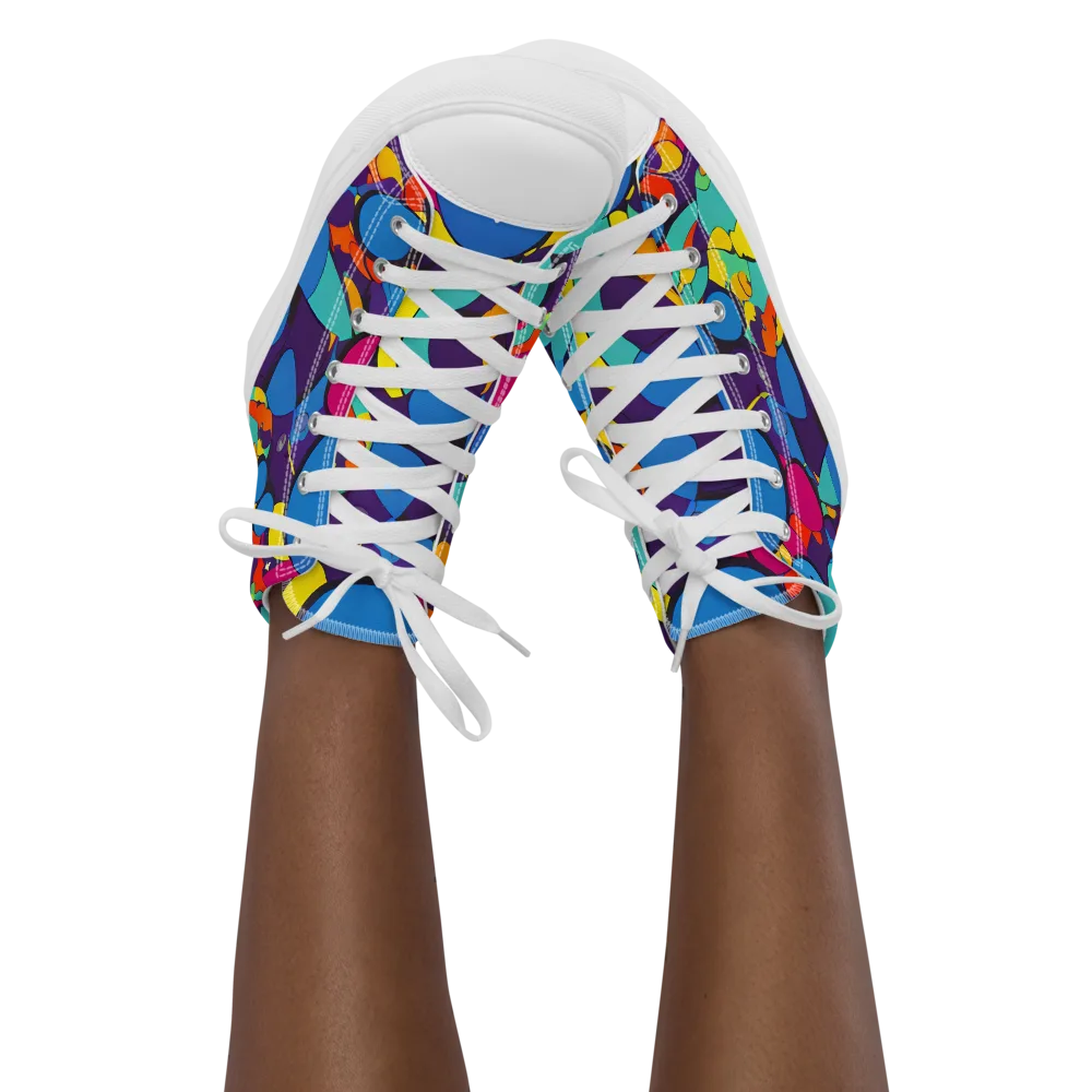 Psychedelic Harmony on Women's High Top Canvas Shoes — Front