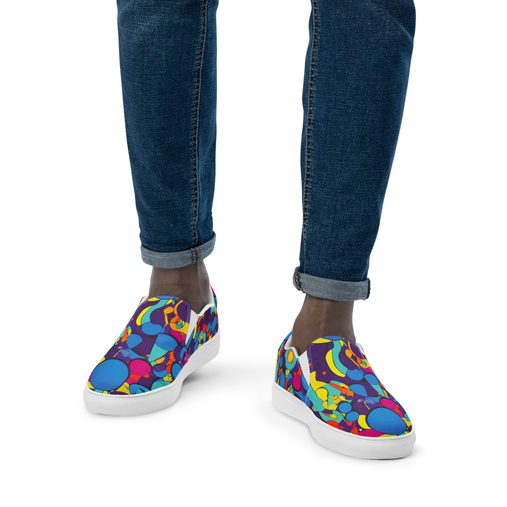 Psychedelic Harmony on Men's Slip-On Canvas Shoes — Front