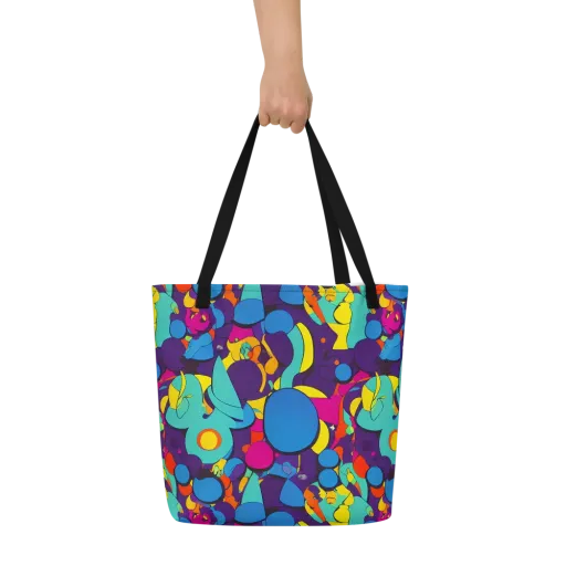 Psychedelic Harmony on a Large Tote Bag W/ Pocket