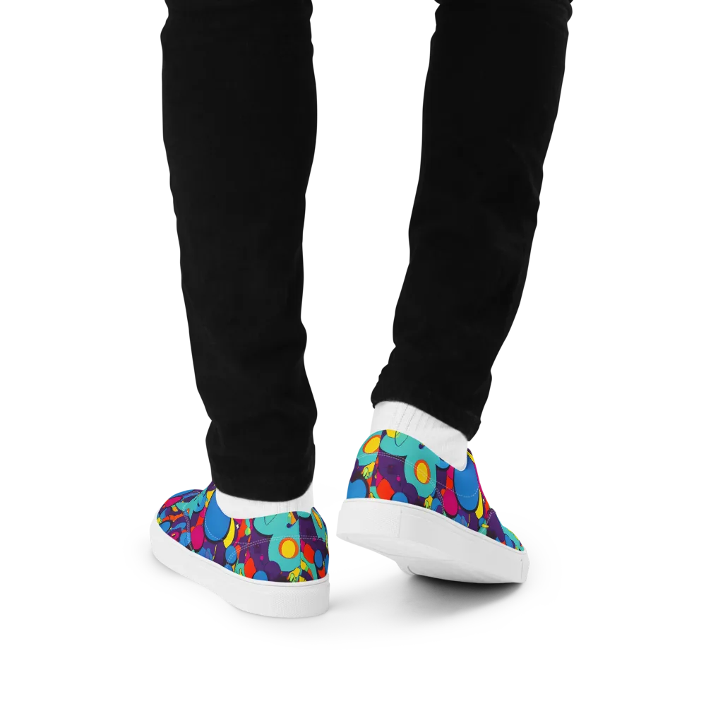 Psychedelic Harmony on Men's Lace-Up Canvas Shoes — Back