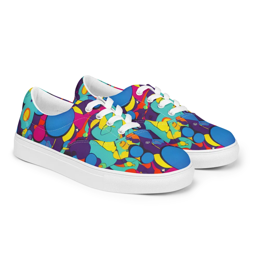 Psychedelic Harmony on Men's Lace-Up Canvas Shoes — Right Front