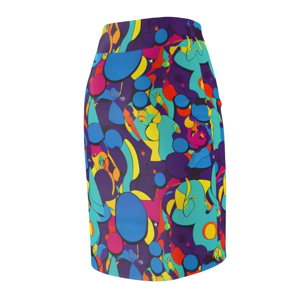 Psychedelic Harmony on Pencil Skirt — Back Side