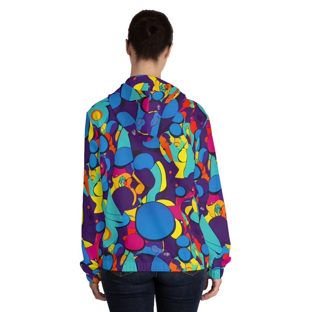 Psychedelic Harmony on Women's Full-Zip Hoodie — Back On Person