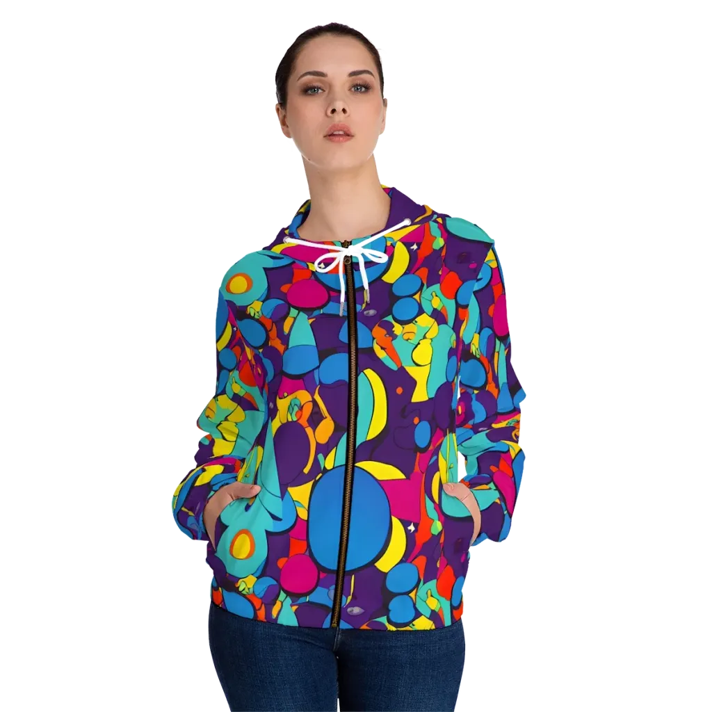 Psychedelic Harmony on Women's Full-Zip Hoodie — Front On Person