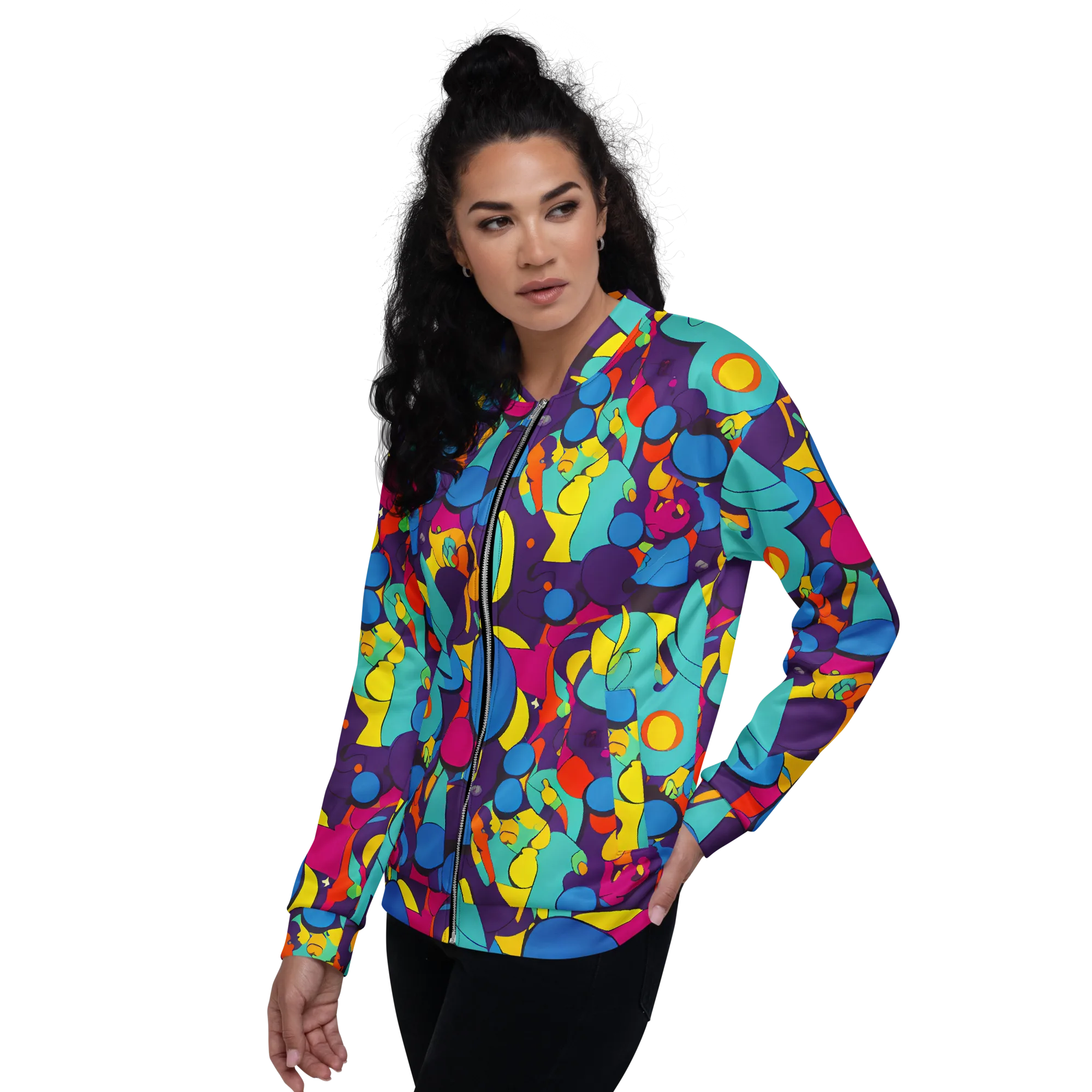 Psychedelic Harmony on Bomber Jacket — Left