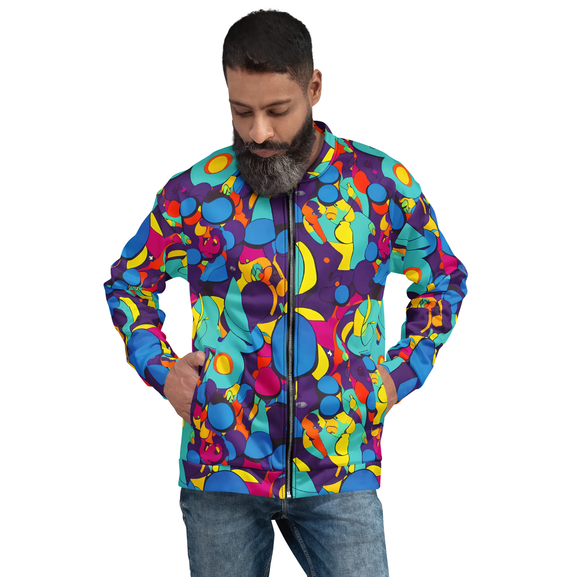 Psychedelic Harmony on Bomber Jacket — Front