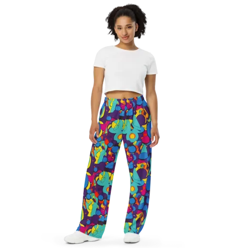 Psychedelic Harmony on a Wide-Leg Pants