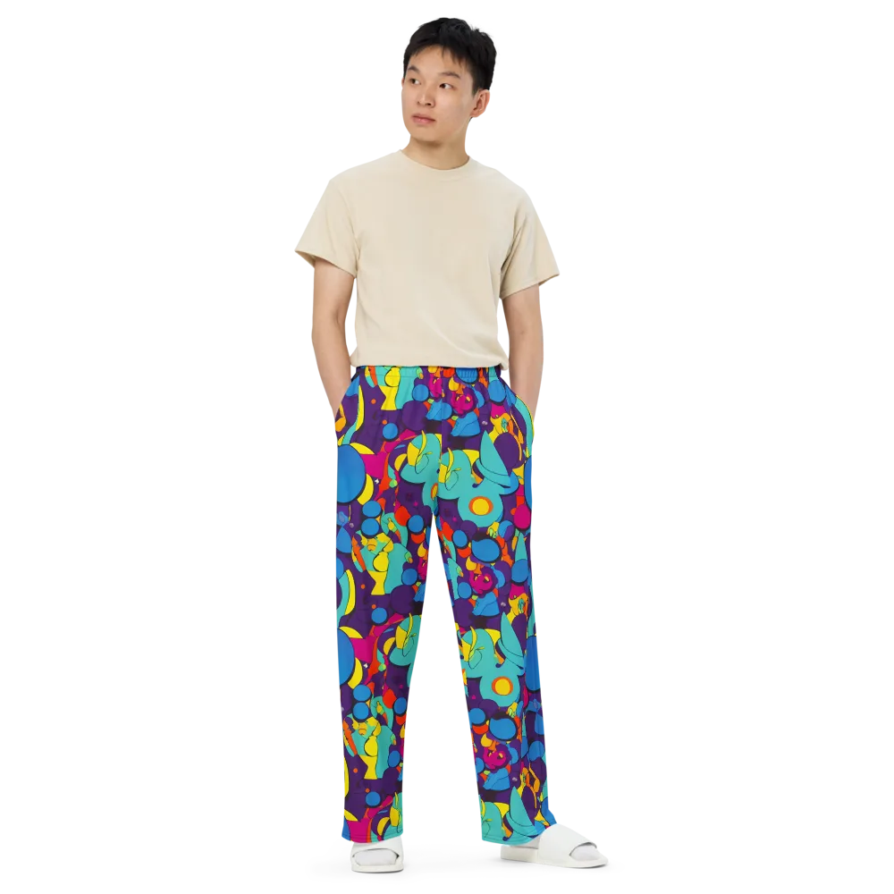 Psychedelic Harmony on Wide-Leg Pants — Front