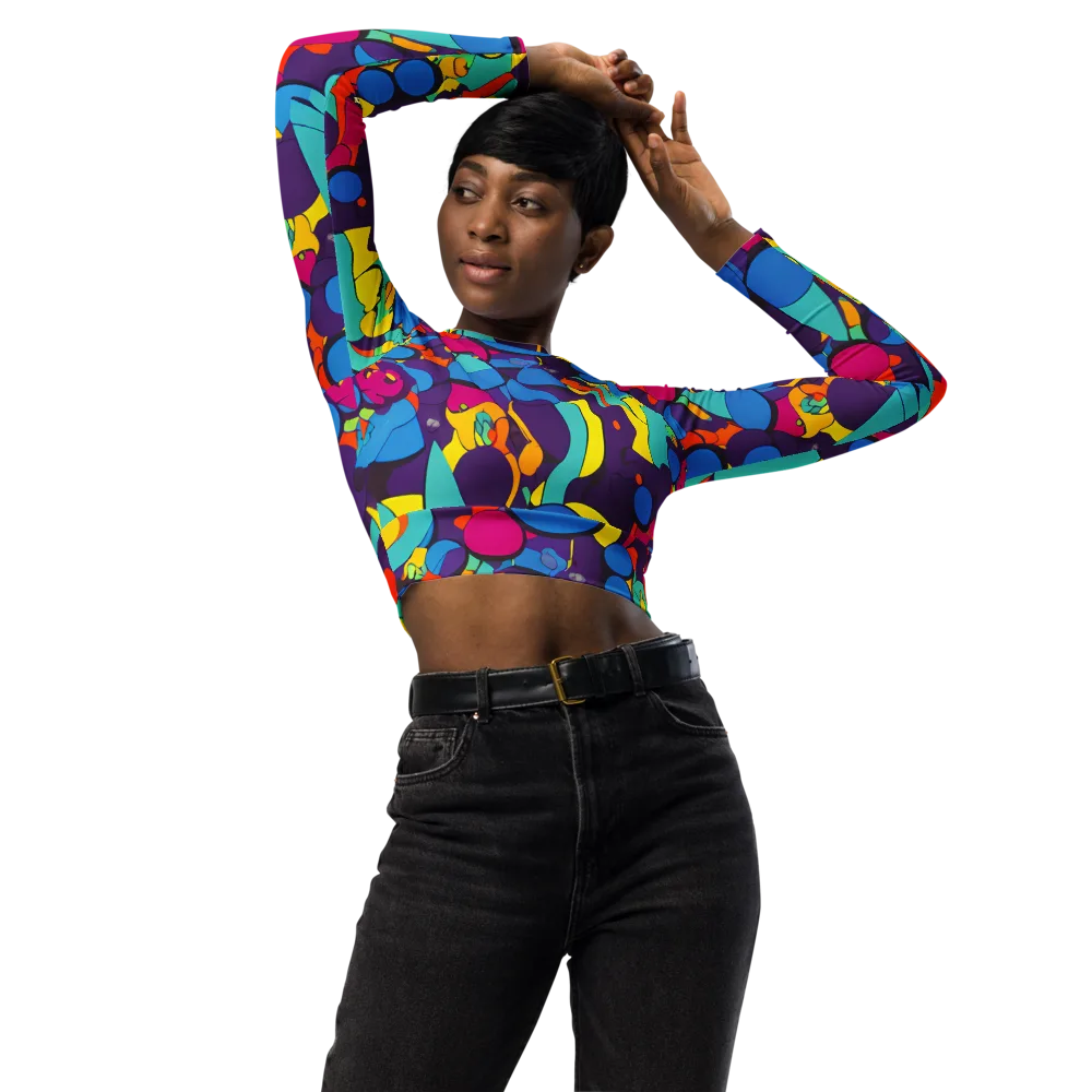 Psychedelic Harmony on Long Sleeve Crop Top — Front