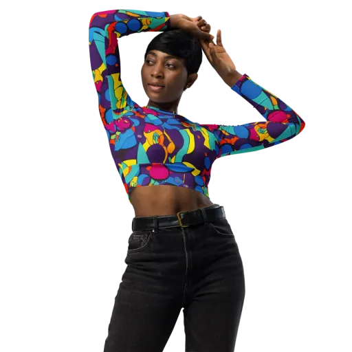 Psychedelic Harmony on a Long Sleeve Crop Top