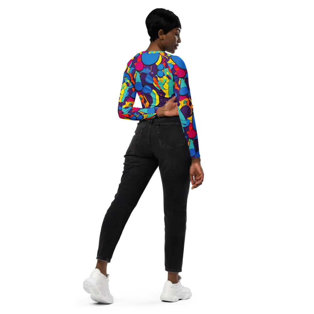 Psychedelic Harmony on Long Sleeve Crop Top — Right Back