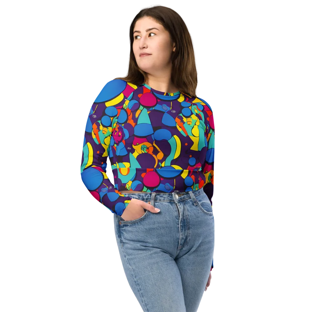 Psychedelic Harmony on Long Sleeve Crop Top — Front