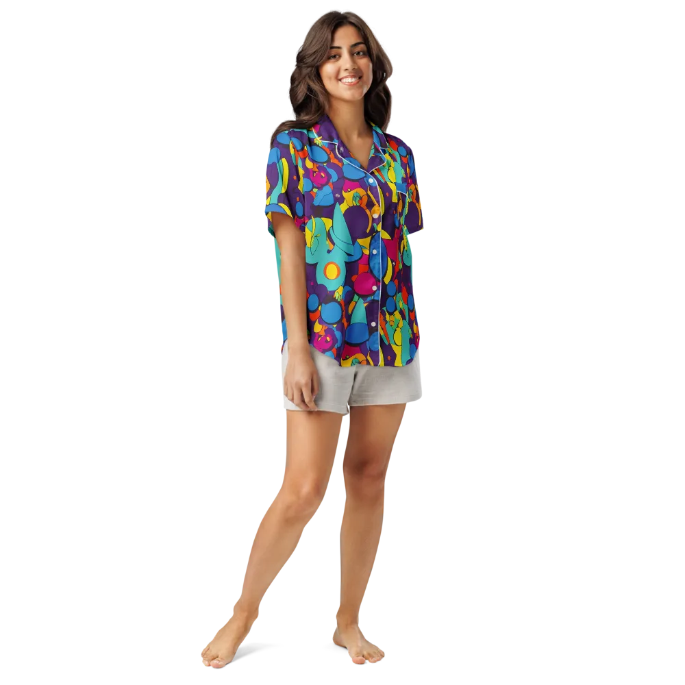 Psychedelic Harmony on Women's Short Sleeve Pajama Top — Front