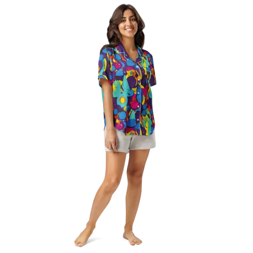 Psychedelic Harmony on a Women's Short Sleeve Pajama Top