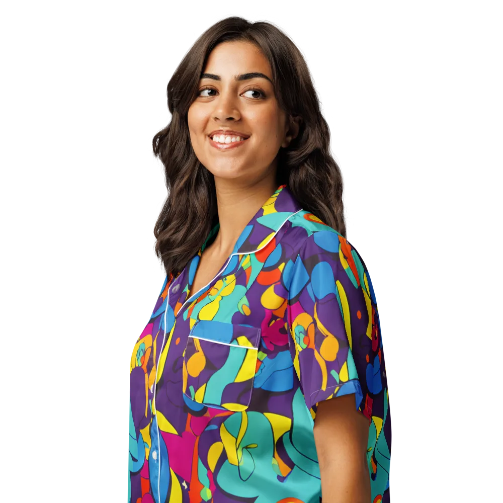Psychedelic Harmony on Women's Short Sleeve Pajama Top — Left Front
