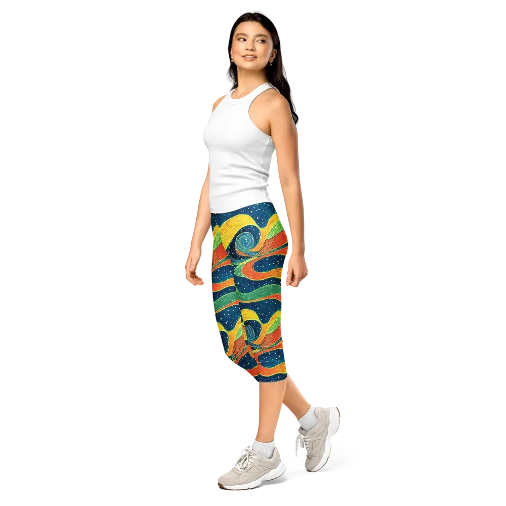 Celestial Harmony on Capri Leggings — Left Front