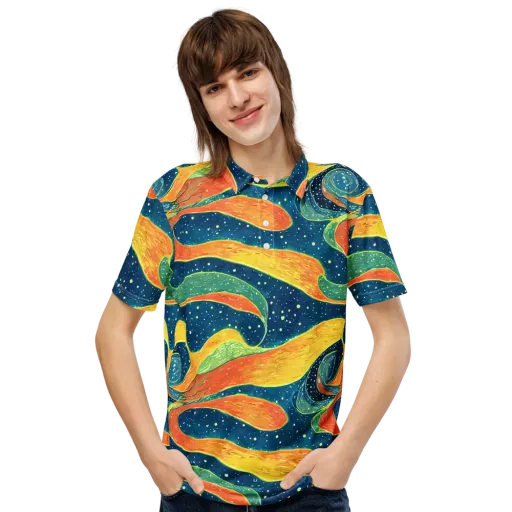 Celestial Harmony on a Men's Slim Fit Polo Shirt