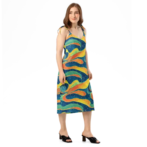 Celestial Harmony on a Slip Dress