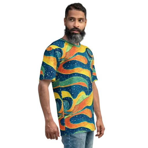 Celestial Harmony on a Men's Crew Neck T-Shirt