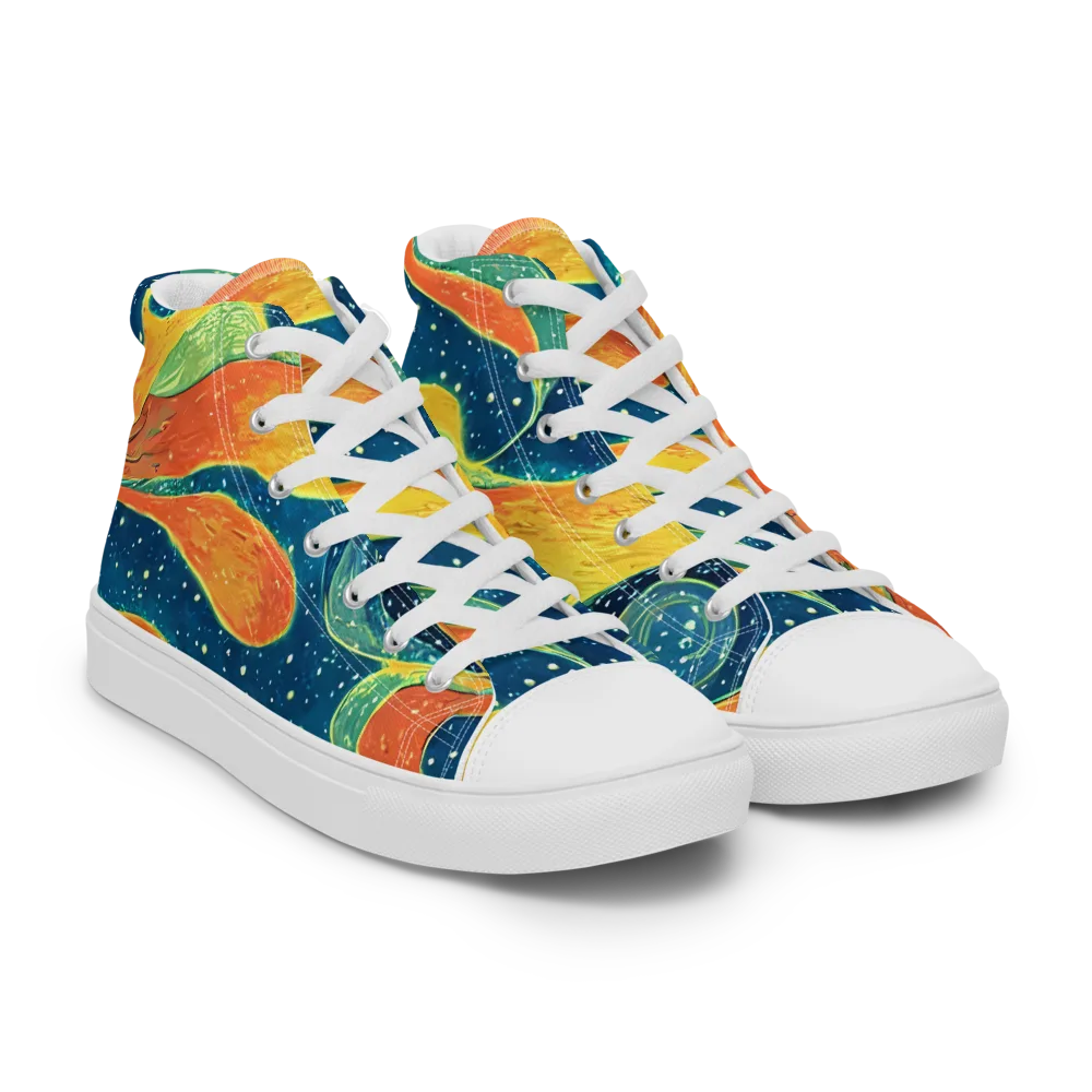 Celestial Harmony on Men's High Top Canvas Shoes — Right Front
