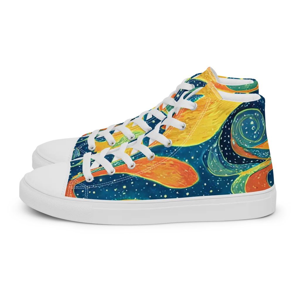 Celestial Harmony on Men's High Top Canvas Shoes — Left