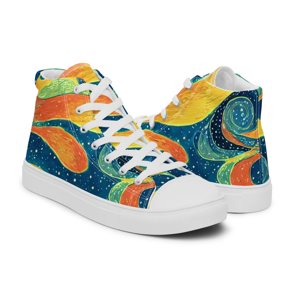 Celestial Harmony on Men's High Top Canvas Shoes — Right