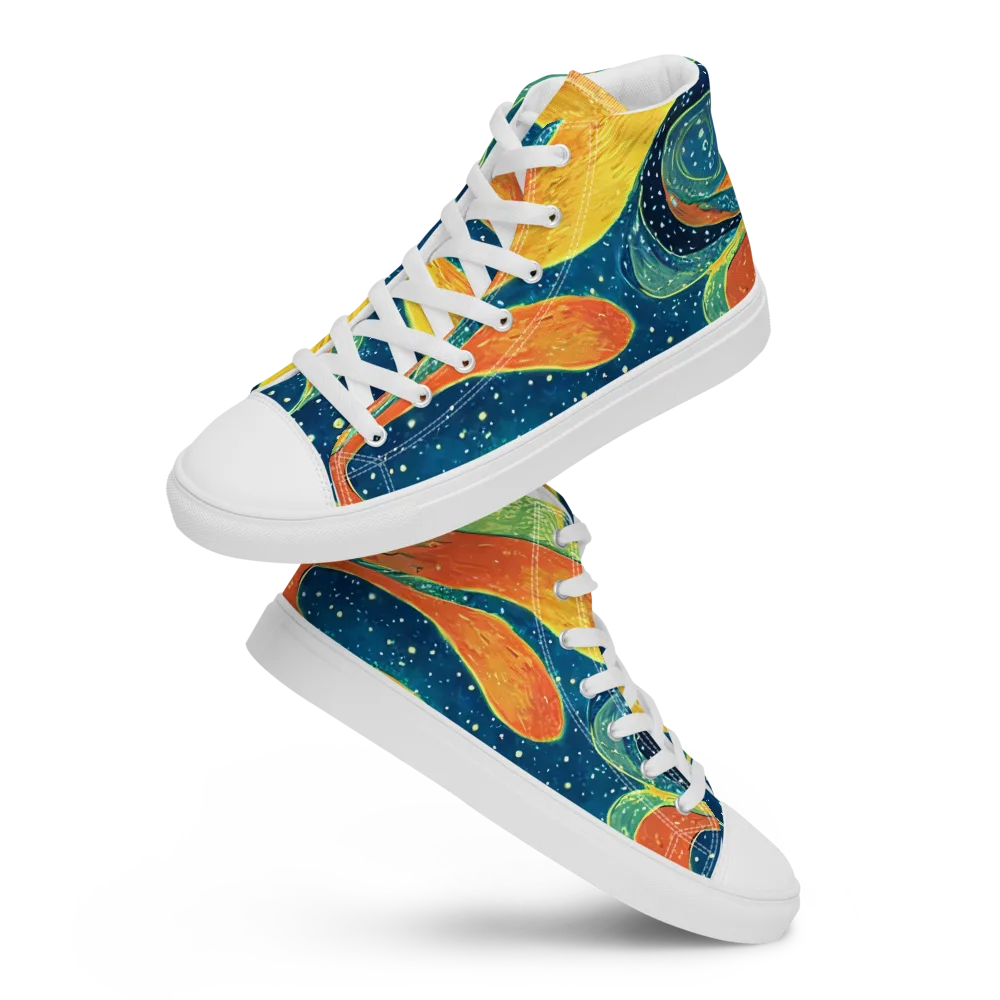 Celestial Harmony on Men's High Top Canvas Shoes — Front