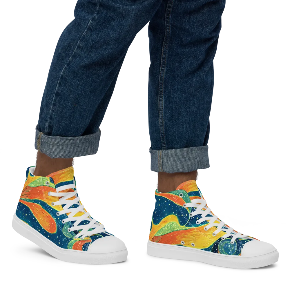 Celestial Harmony on Men's High Top Canvas Shoes — Right