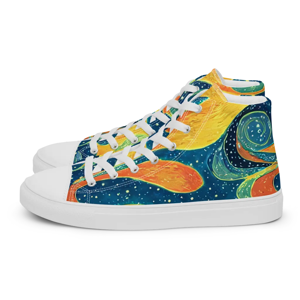Celestial Harmony on Women's High Top Canvas Shoes — Left