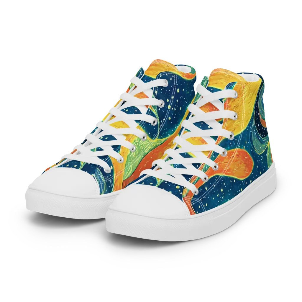 Celestial Harmony on Women's High Top Canvas Shoes — Left Front