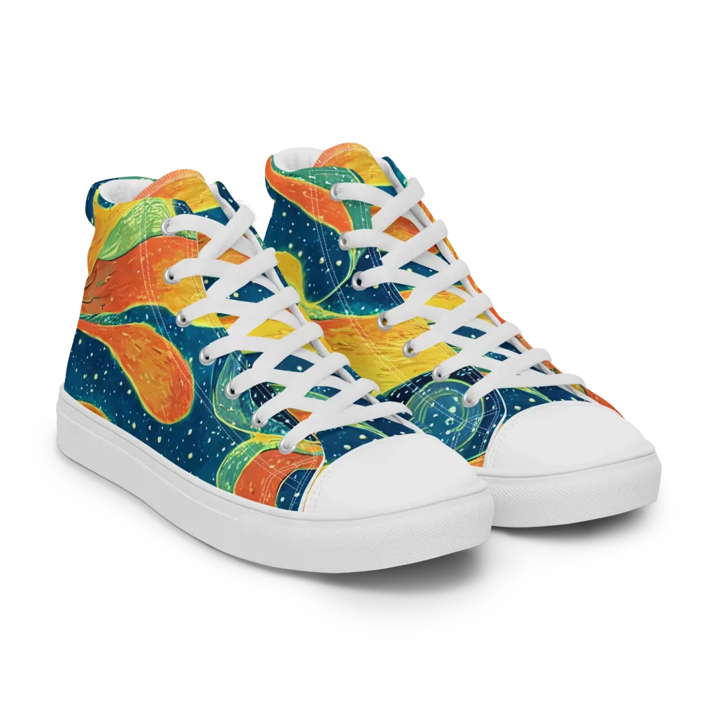 Celestial Harmony on Women's High Top Canvas Shoes — Right Front
