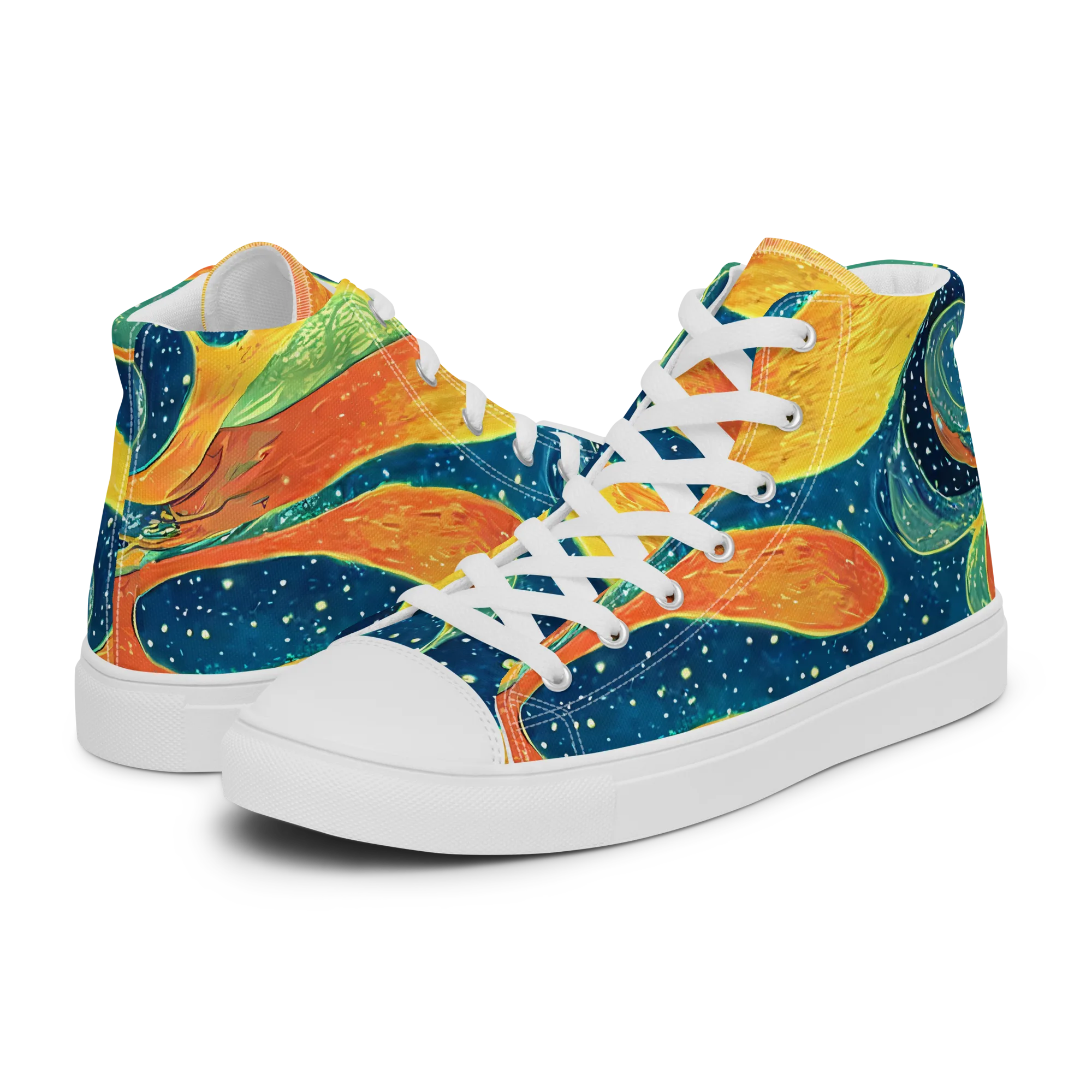 Celestial Harmony on Women's High Top Canvas Shoes — Left
