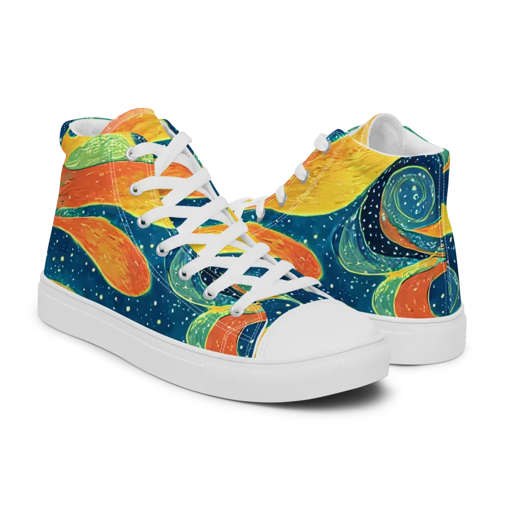 Celestial Harmony on Women's High Top Canvas Shoes — Right