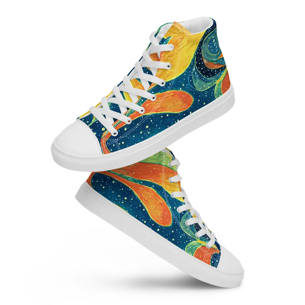 Celestial Harmony on Women's High Top Canvas Shoes — Front